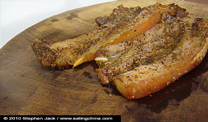 Slab of Chinese roast pork belly